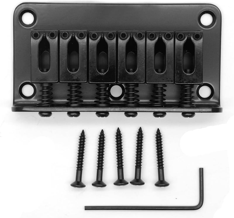 harpfeas 78mm Fixed Hardtail Bridge for 6 String Fender Strat Tele Electric Guitar (Black) - Image 1